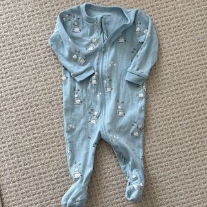 Petit Lem Light Blue Bunny Footie